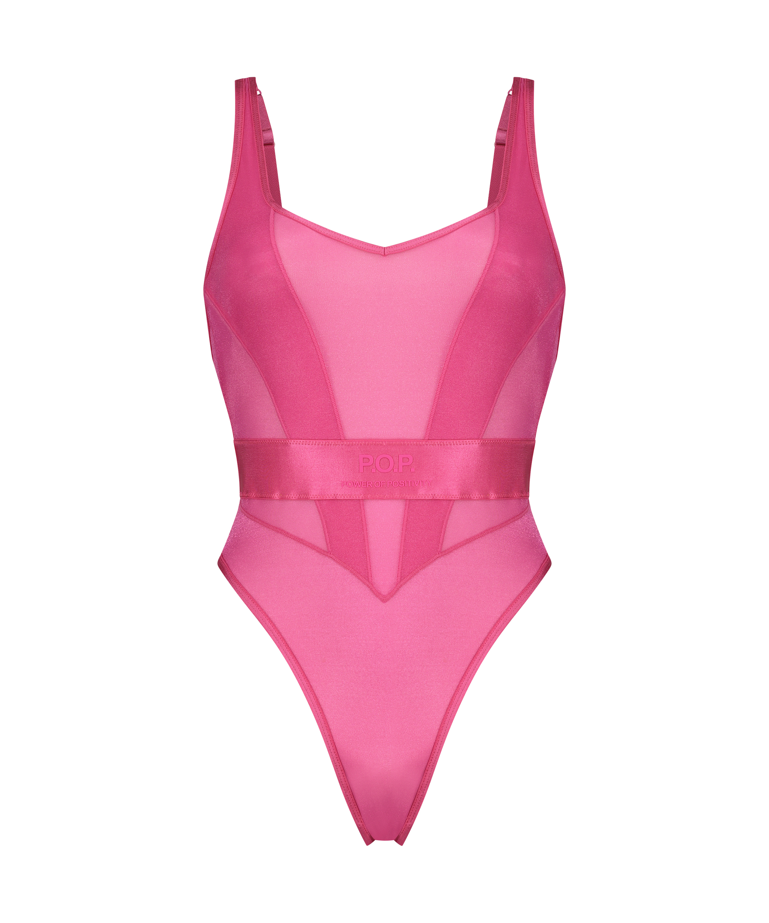Skinnende body med høj benudskæring, pink, main