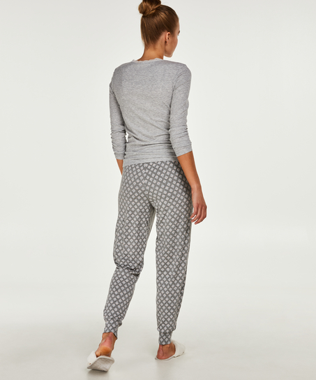 LS ribtop R-neck, Grå