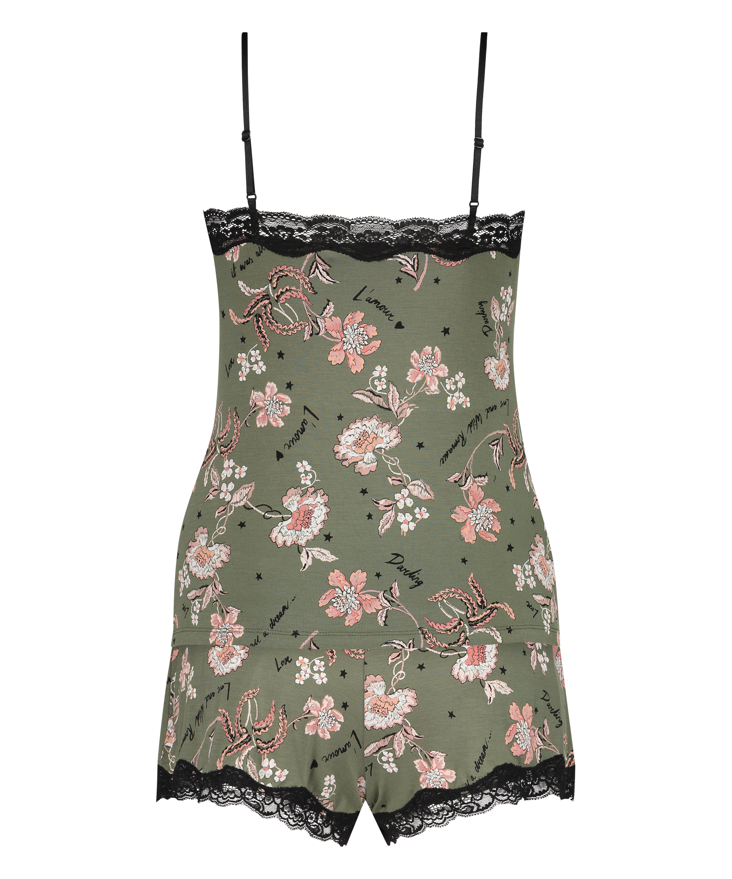 Pyjamassæt Flower Words, grøn, main