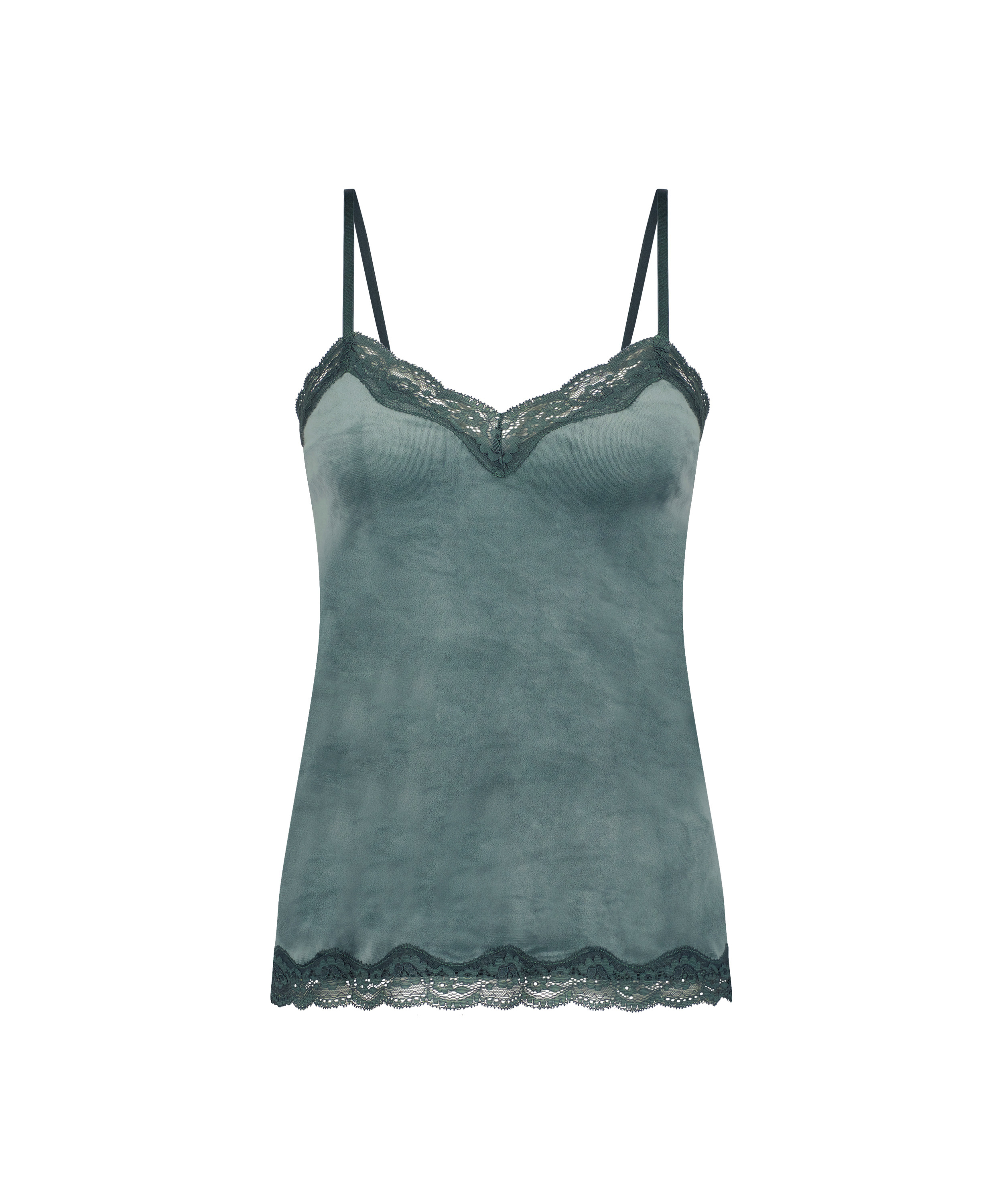Cami top Velours Lace, Gr&oslash;n, main