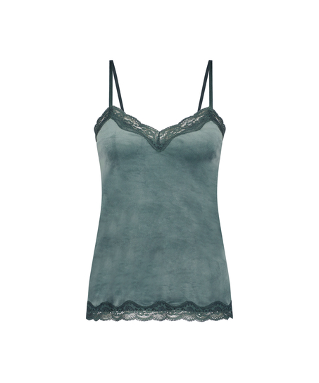 Cami top Velours Lace, Gr&oslash;n
