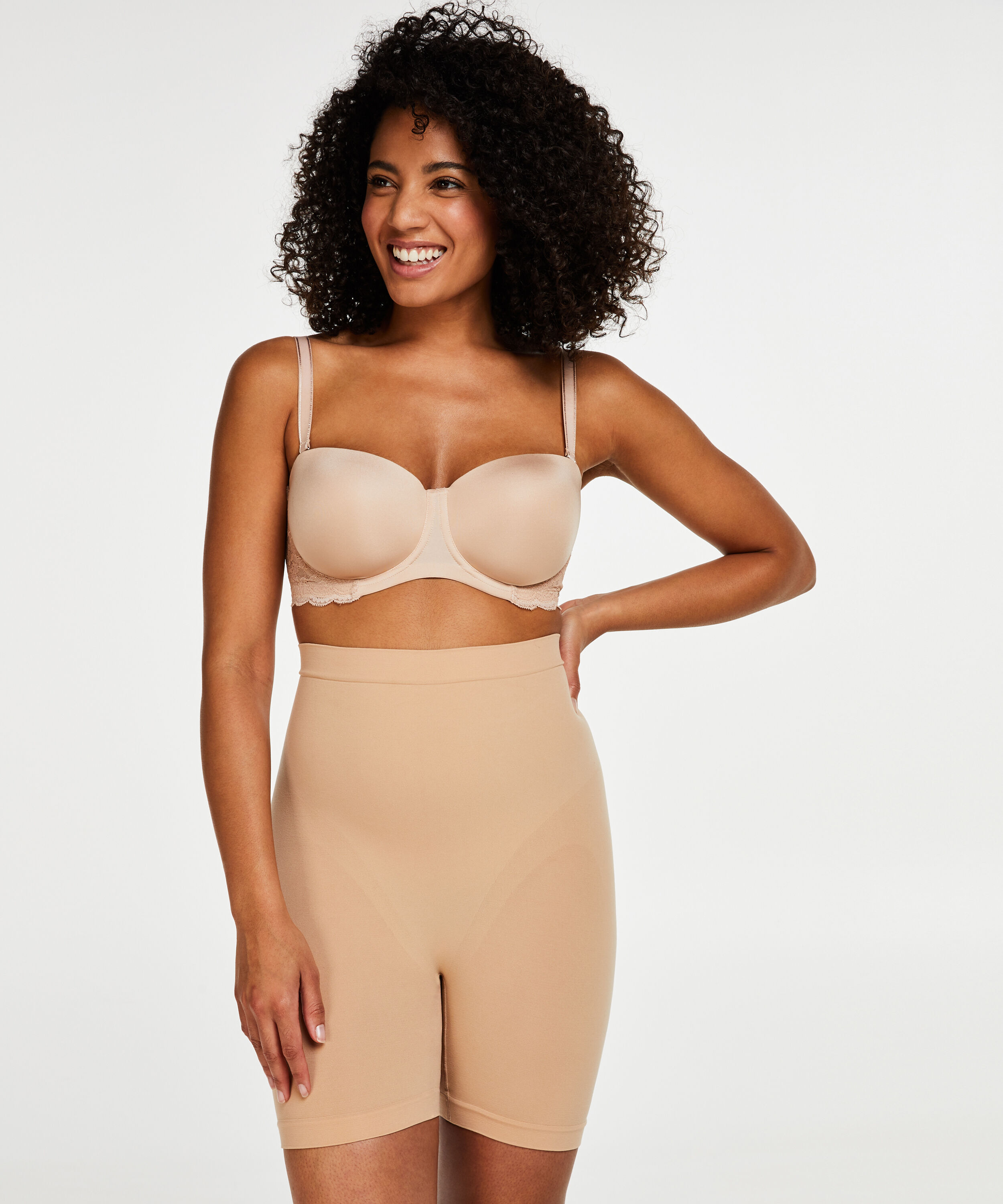 Opstrammende højtaljede shorts - Level 2, Beige