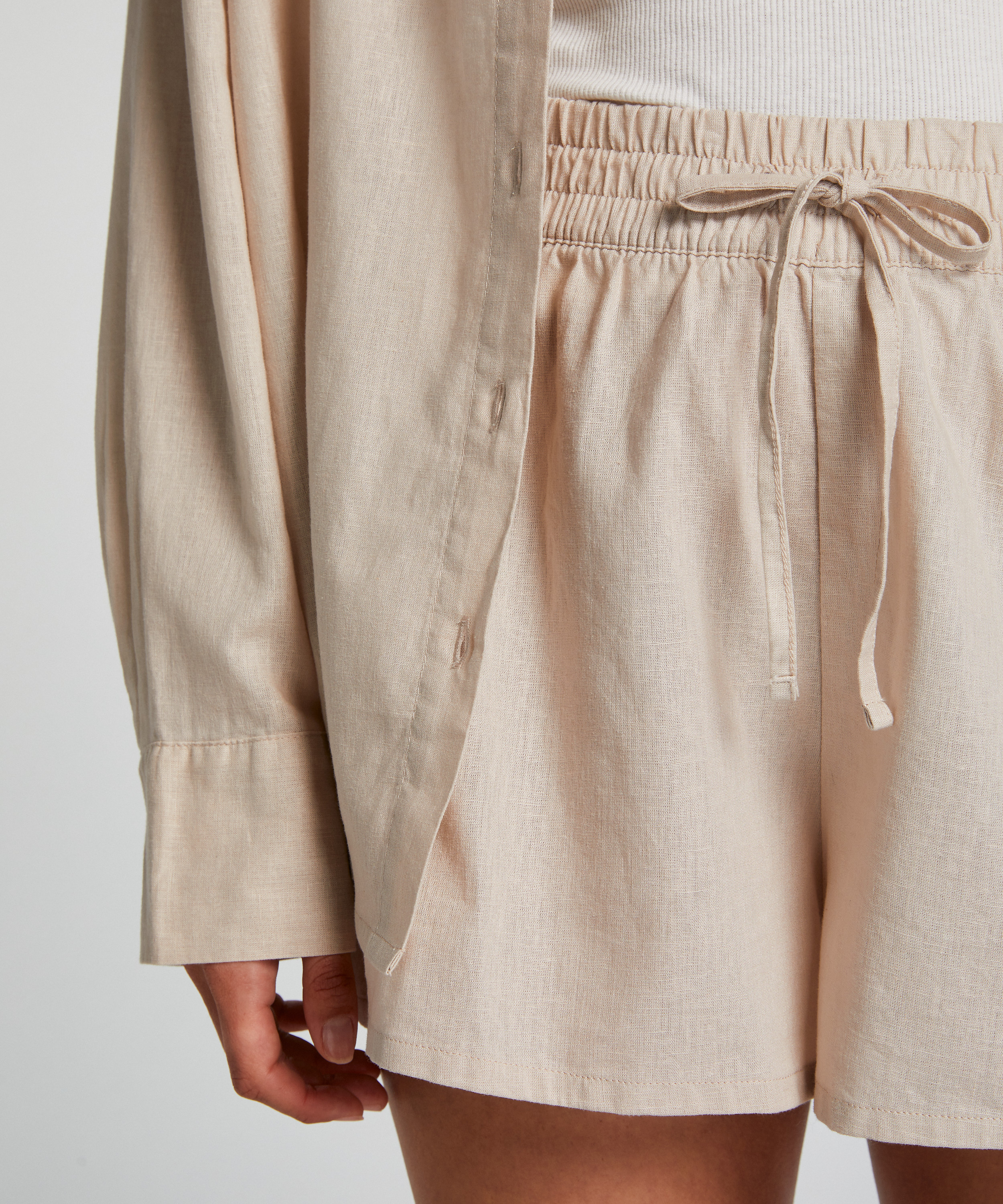 Pyjamas shorts Linned, Beige, main
