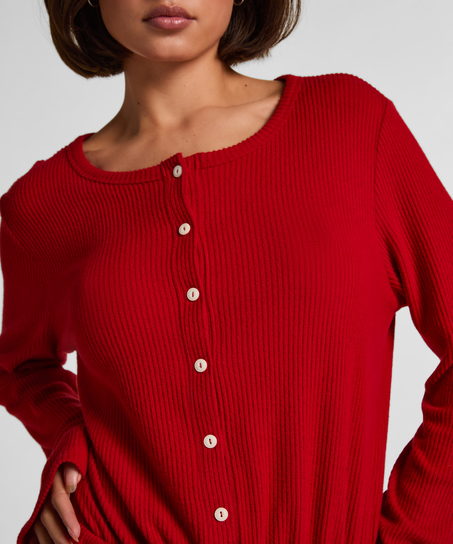 Onesie-jumpsuit short i jersey rib, R&oslash;d