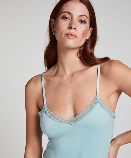 Cami top Velours Lace, Grøn