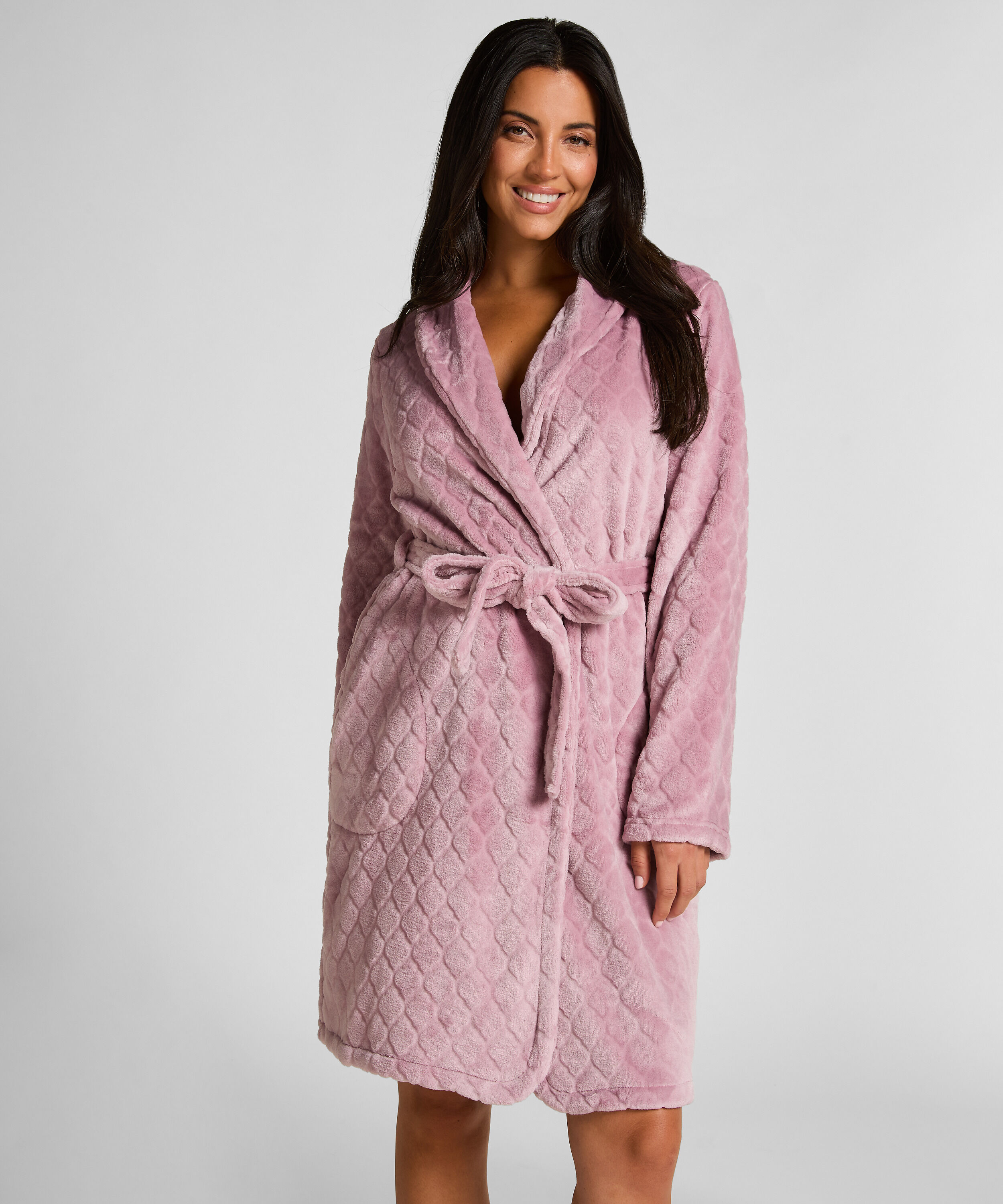 Kort fleece morgenkåbe
