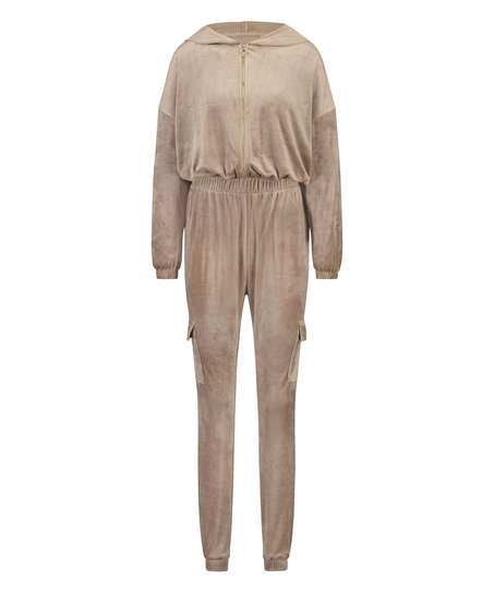 Jumpsuit h&aelig;ttetr&oslash;je velour, Brown