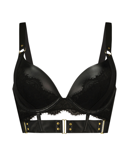 Formstøbt push-up longline bøjle-bh Occult, Sort