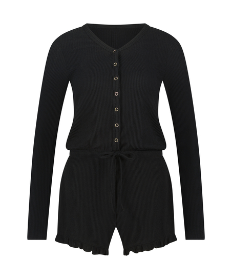 B&oslash;rstet, kort onesie, Sort