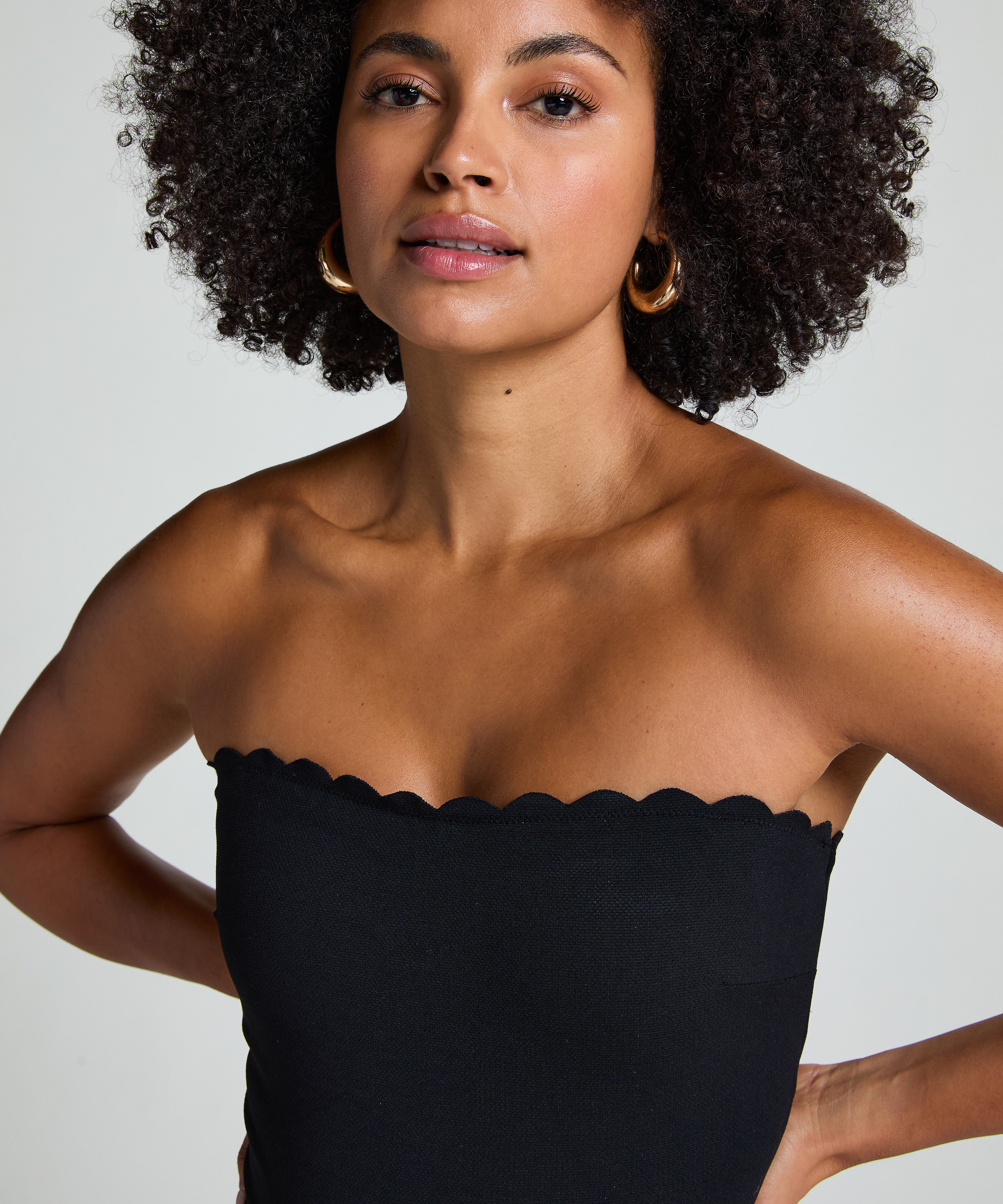 Badedragt Bandeau Scallop, sort, main