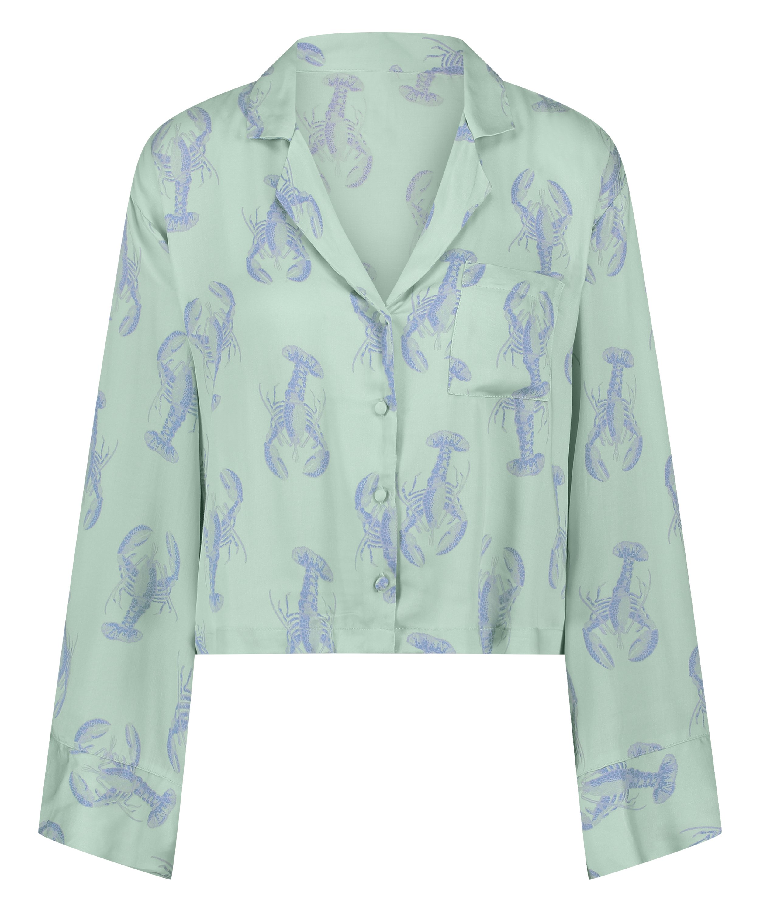 Langærmet satinjakke, Grøn, main