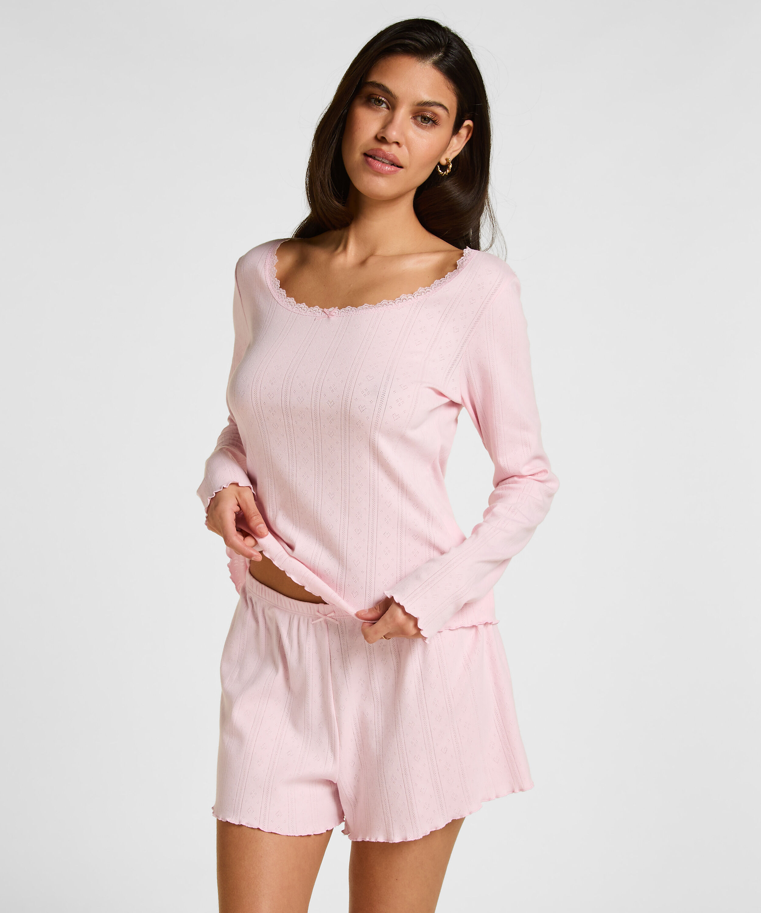 PJ LS SHORT POINTELLE, Lyserød