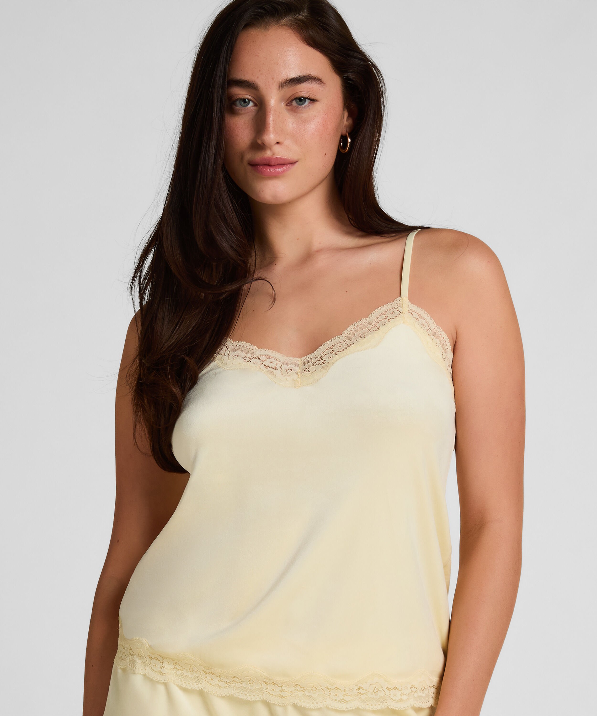 Cami top Velours Lace, Lyserød