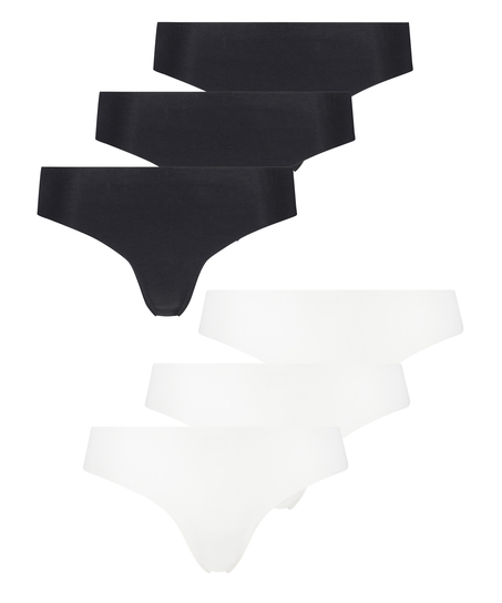 6-stykspakning usynlig g-streng, hvid