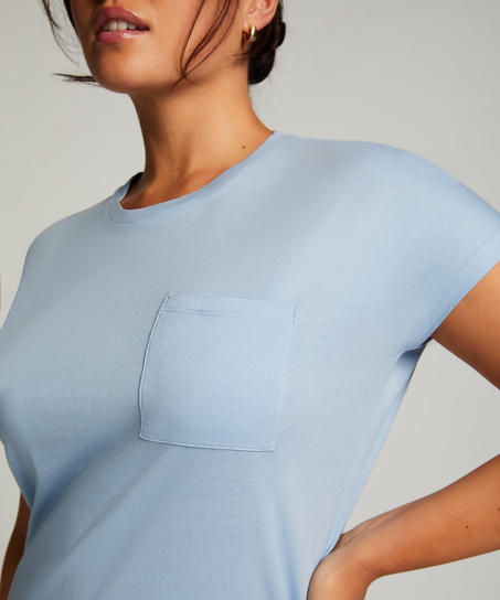 Natskjorte rund hals, Bl&aring;