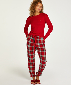 Pyjamastop med lange ærmer, rød