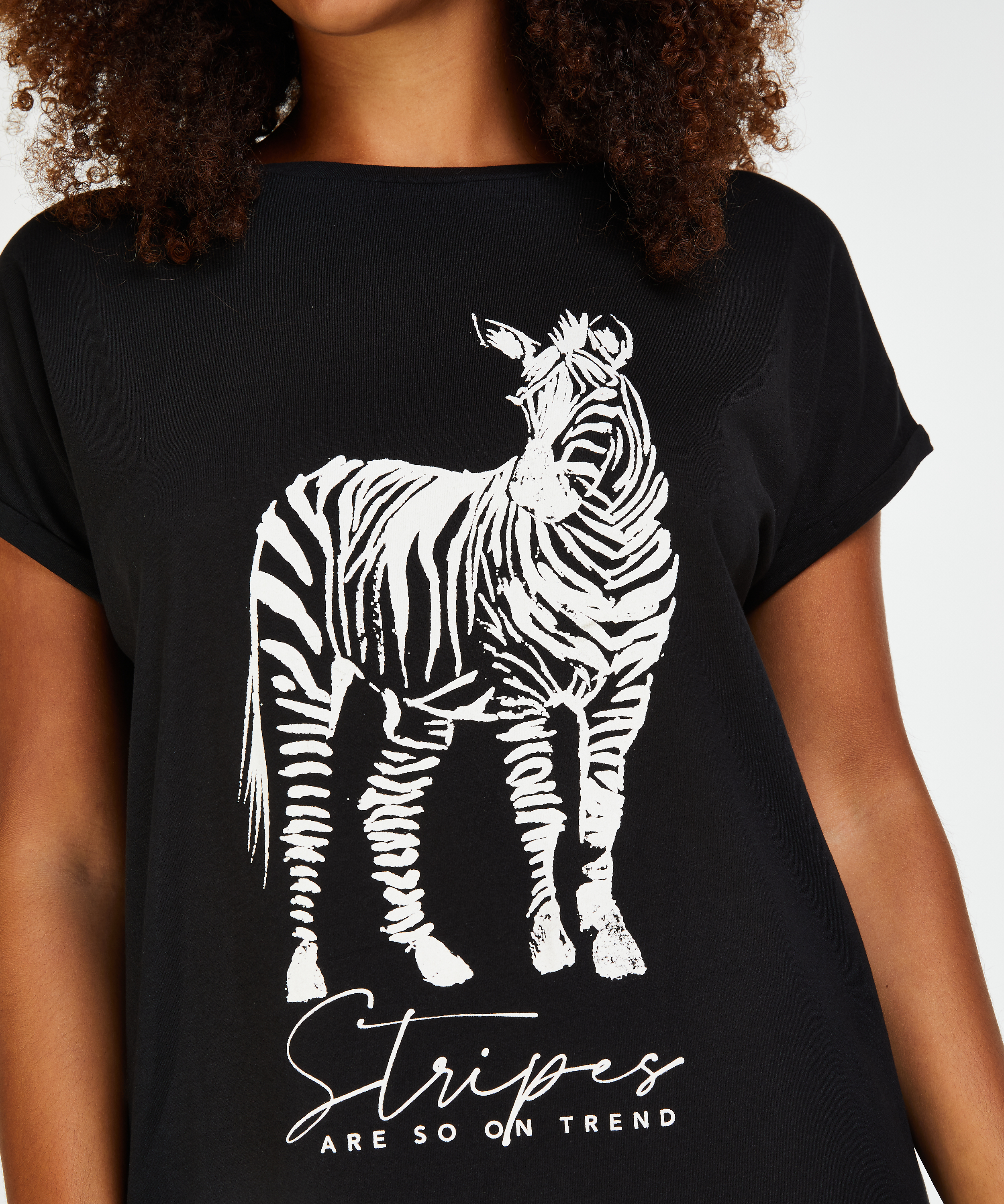 Natskjorte rund hals, Sort, main