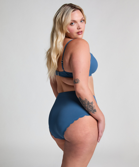 Scallop rio bikinitrusse med høj talje., blå