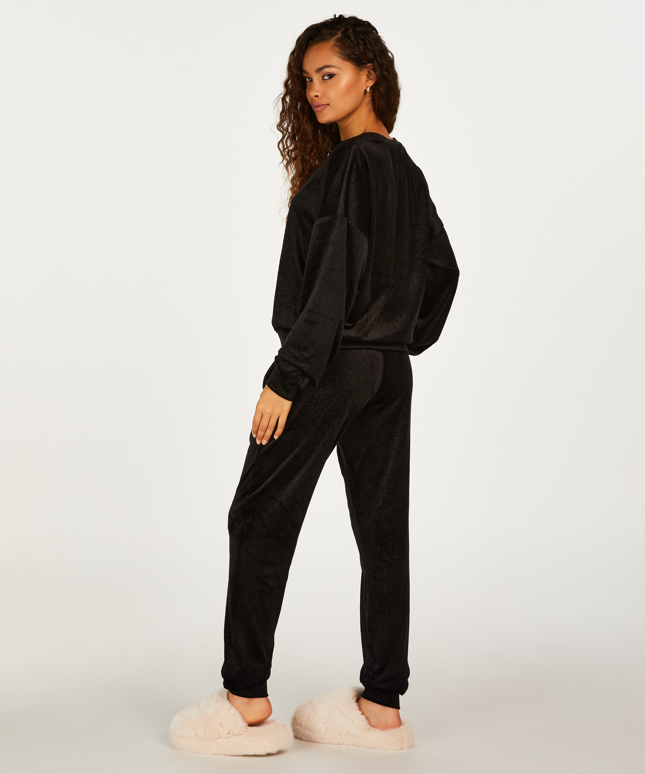 Joggingbukser Velours, Sort, main