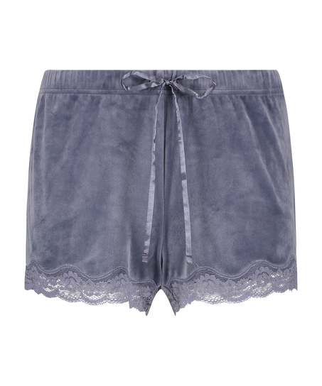 Shorts velour Lace, Grå