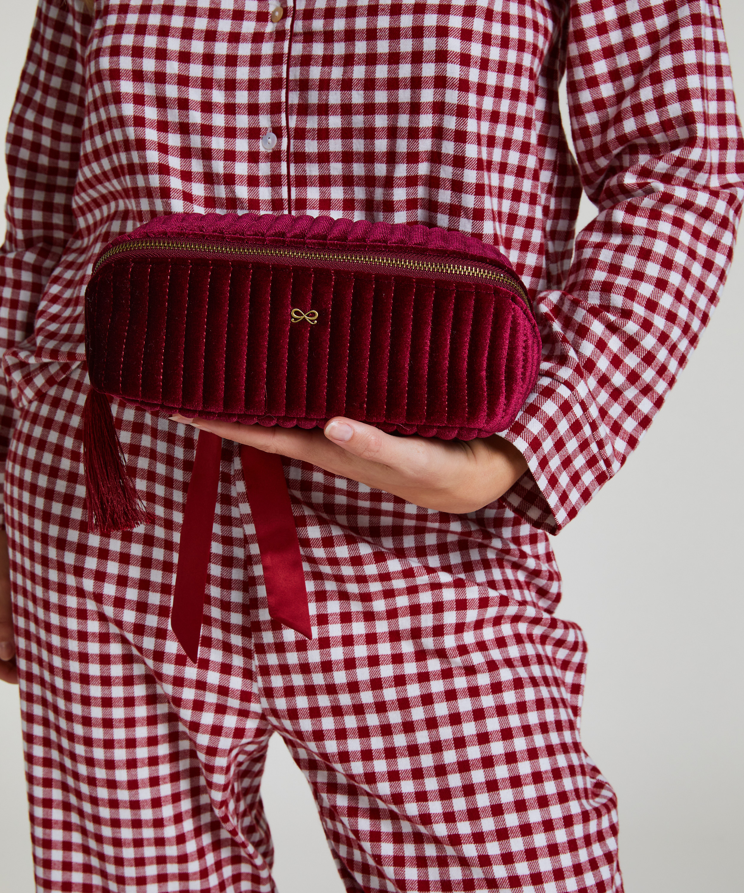 Velour makeuptaske, Rød, main