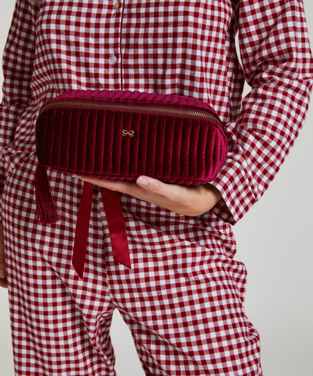 Velour makeuptaske, Rød