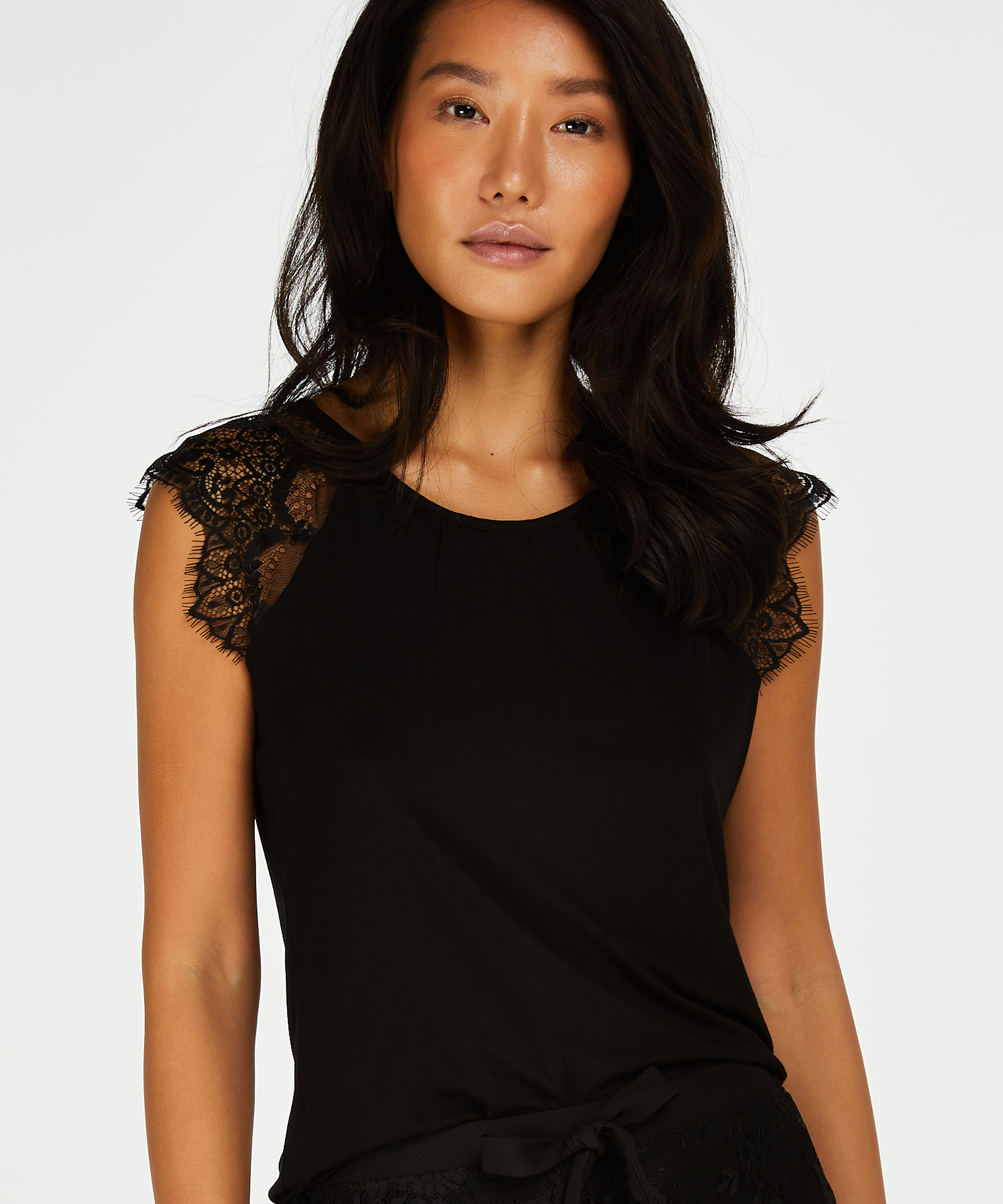 Jersey Lace singlet, Sort, main