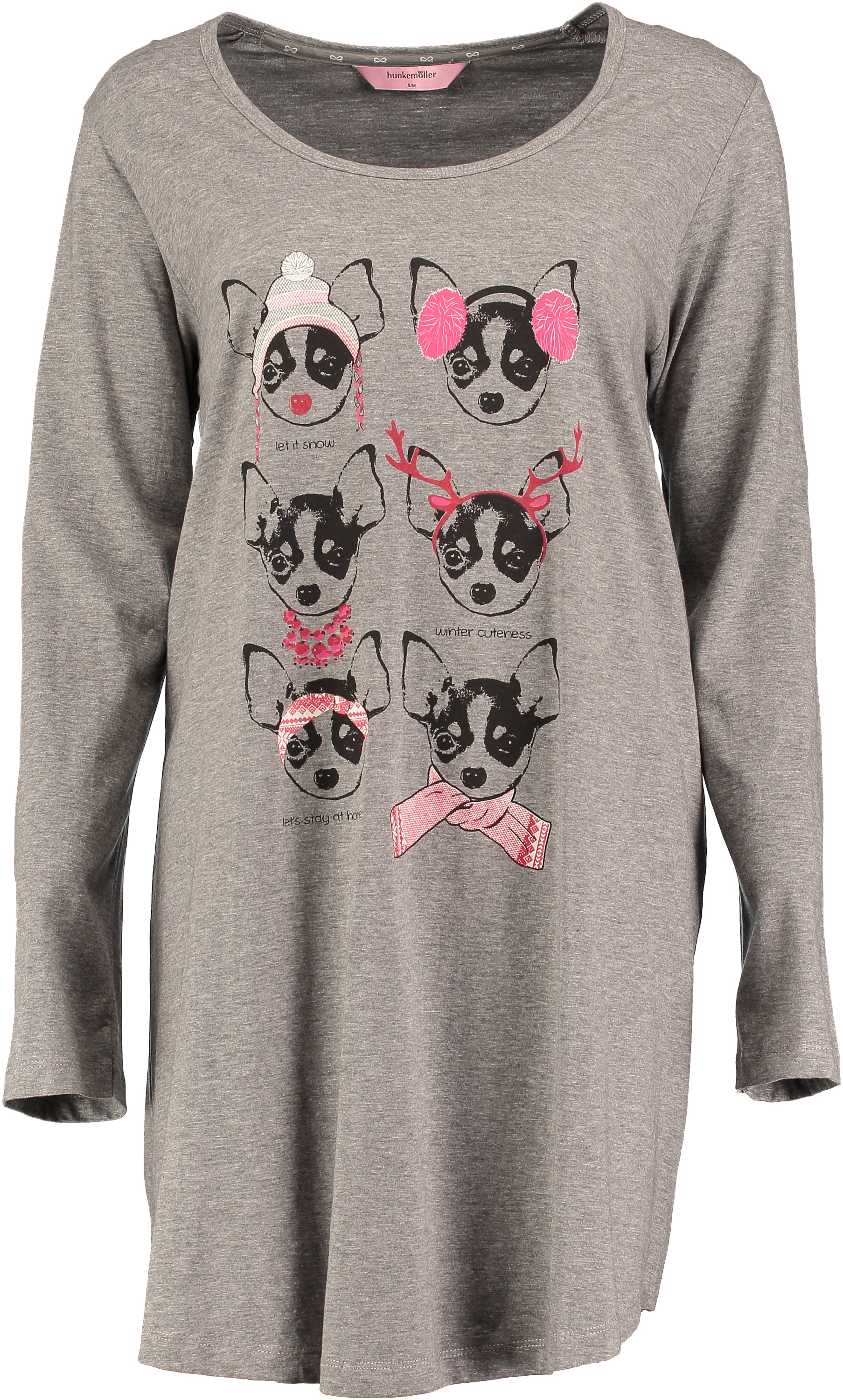 Longsleeve nat-T-shirt med rund hals, Grå, main