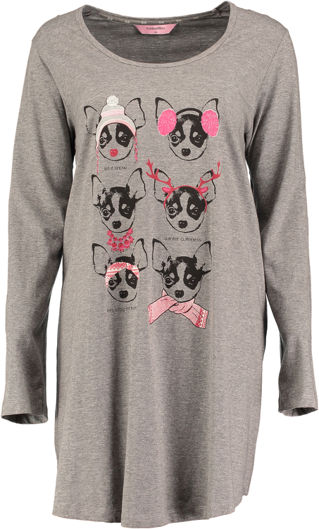 Longsleeve nat-T-shirt med rund hals, Grå