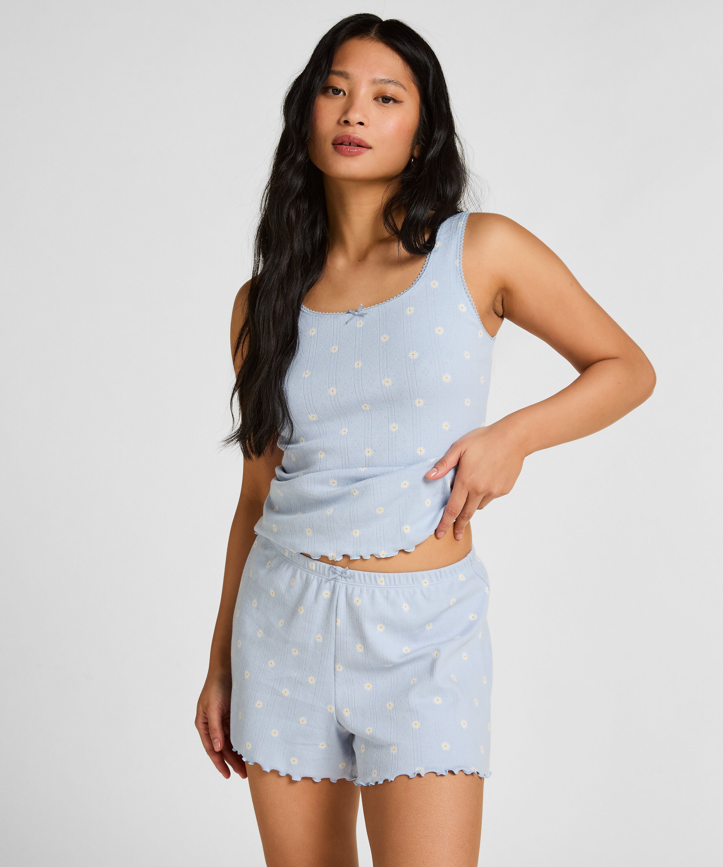Pointelle shorts, Blå