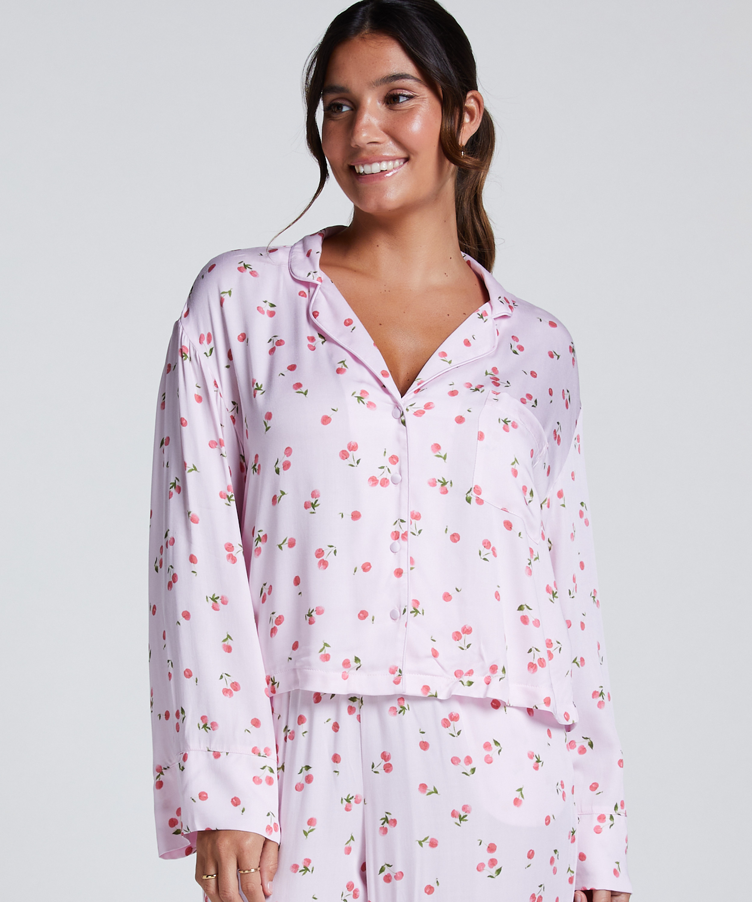 Langærmet satinjakke, Lyserød, main