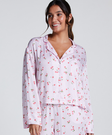 Langærmet satinjakke, Lyserød