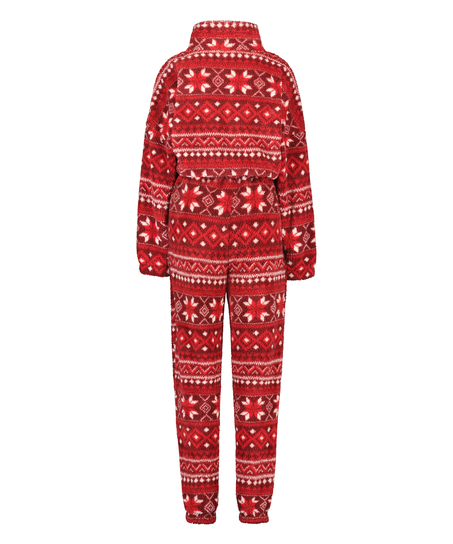 Flannel Fleece Onesie Fairisle, r&oslash;d
