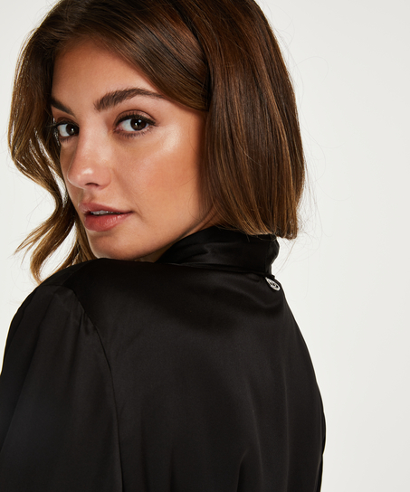 Badejakke satin velour Doutzen, Sort