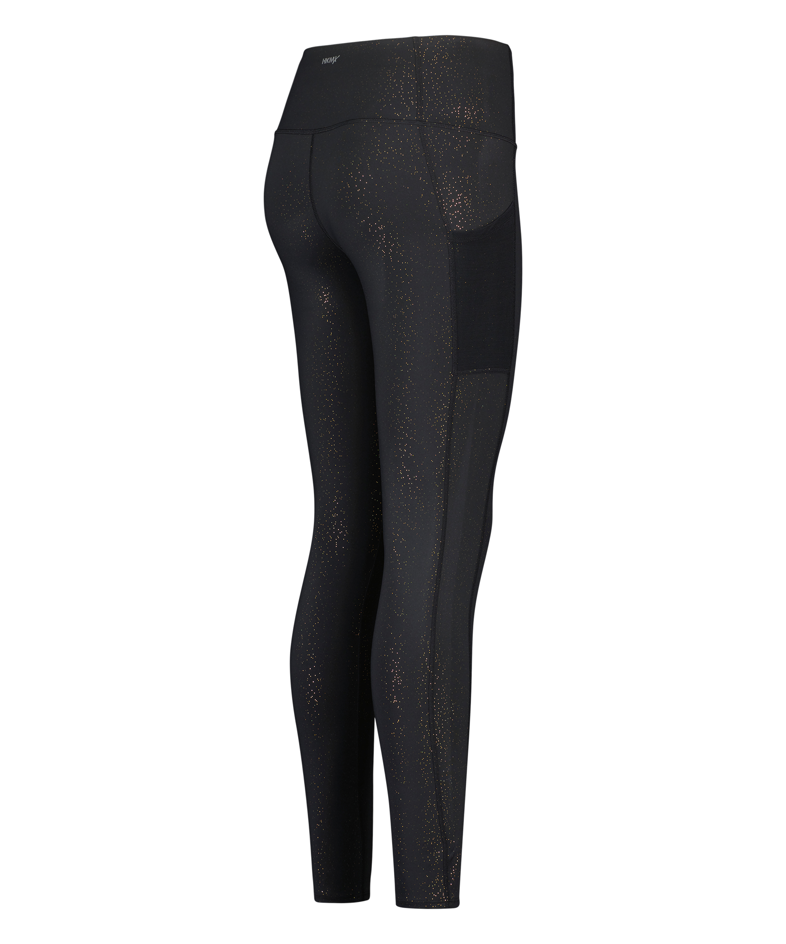 ﻿HKMX sportlegging med høj talje Gyldent Glitter, sort, main