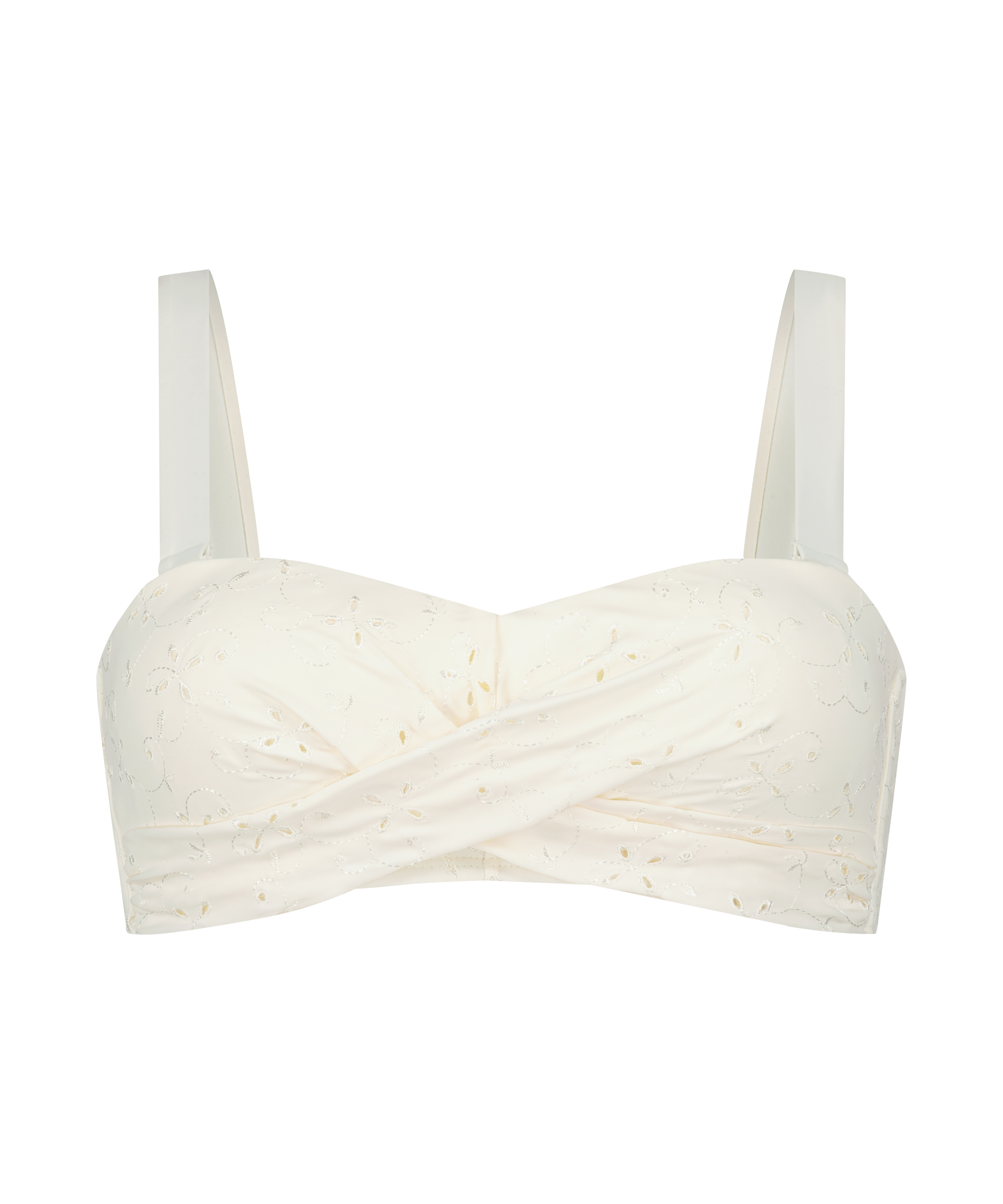Formstøbt bandeau-bikinitop Broderie, hvid, main