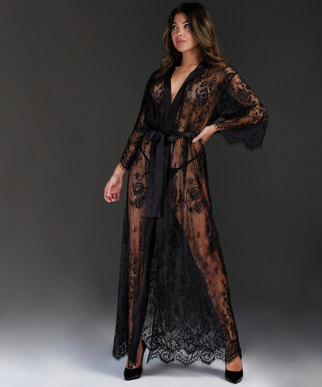 Kimono Allover Lace, Sort