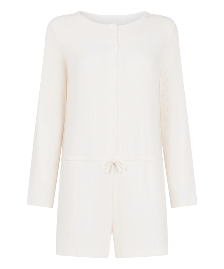 Onesie-jumpsuit short i jersey rib, Hvid