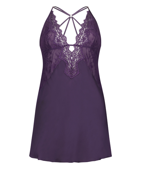 Natkjole med blonder Sienna, R&oslash;d