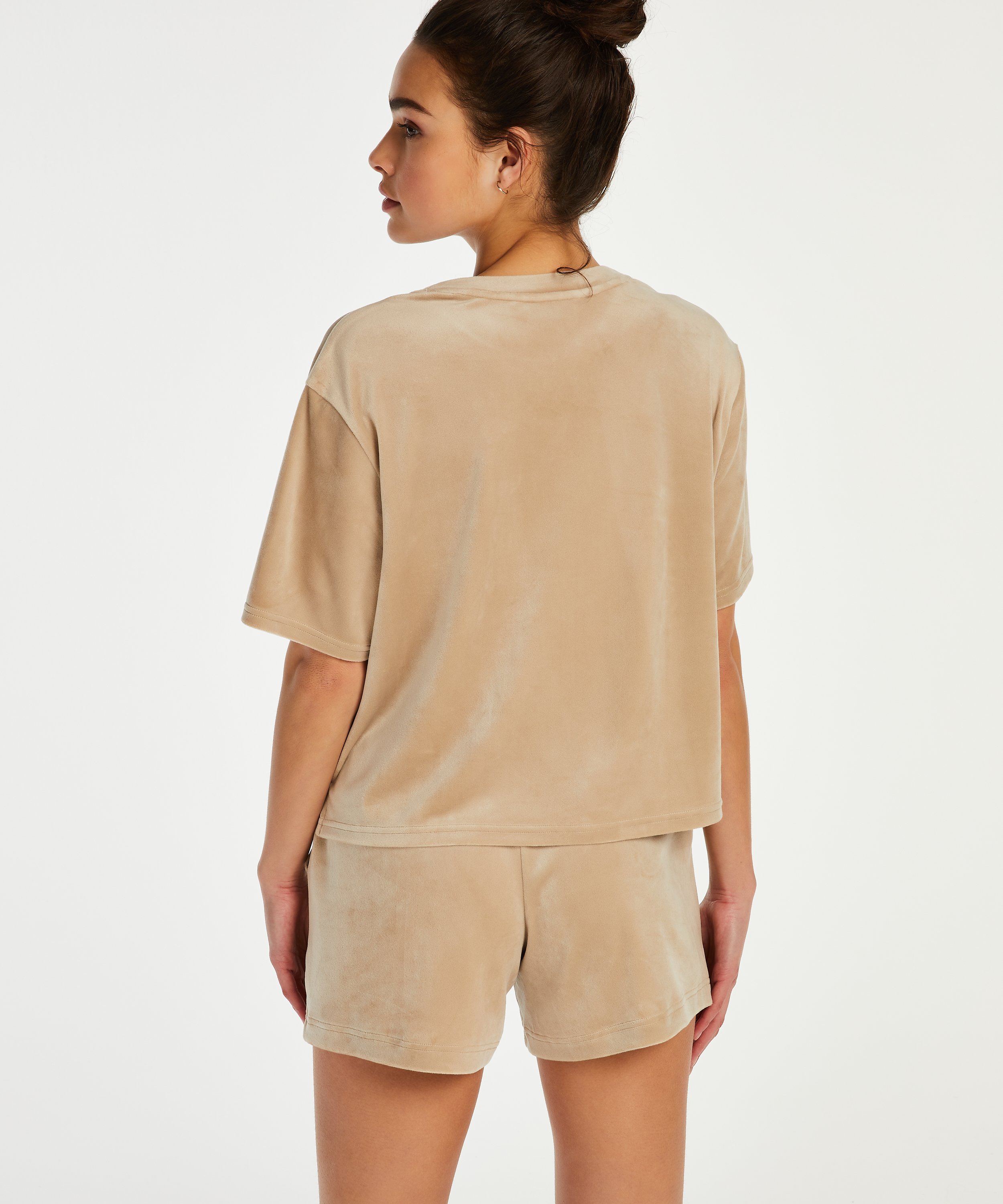 Fløjlsshorts med lomme, Beige, main