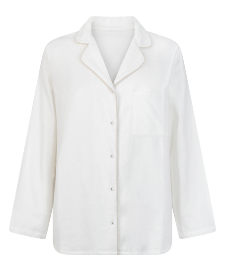 Pyjamastop Flonel Essentials, Hvid