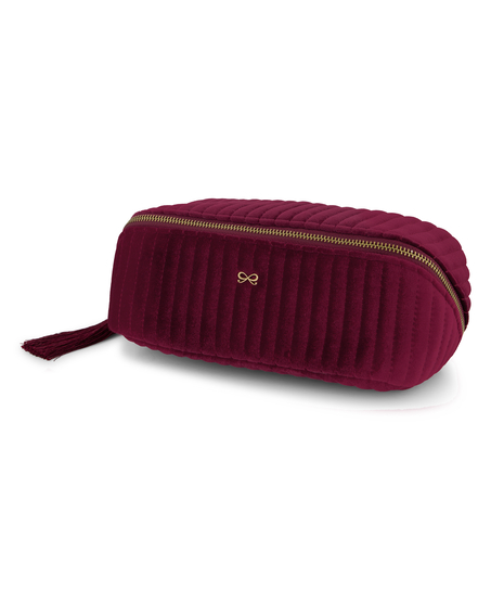 Velour makeuptaske, Rød
