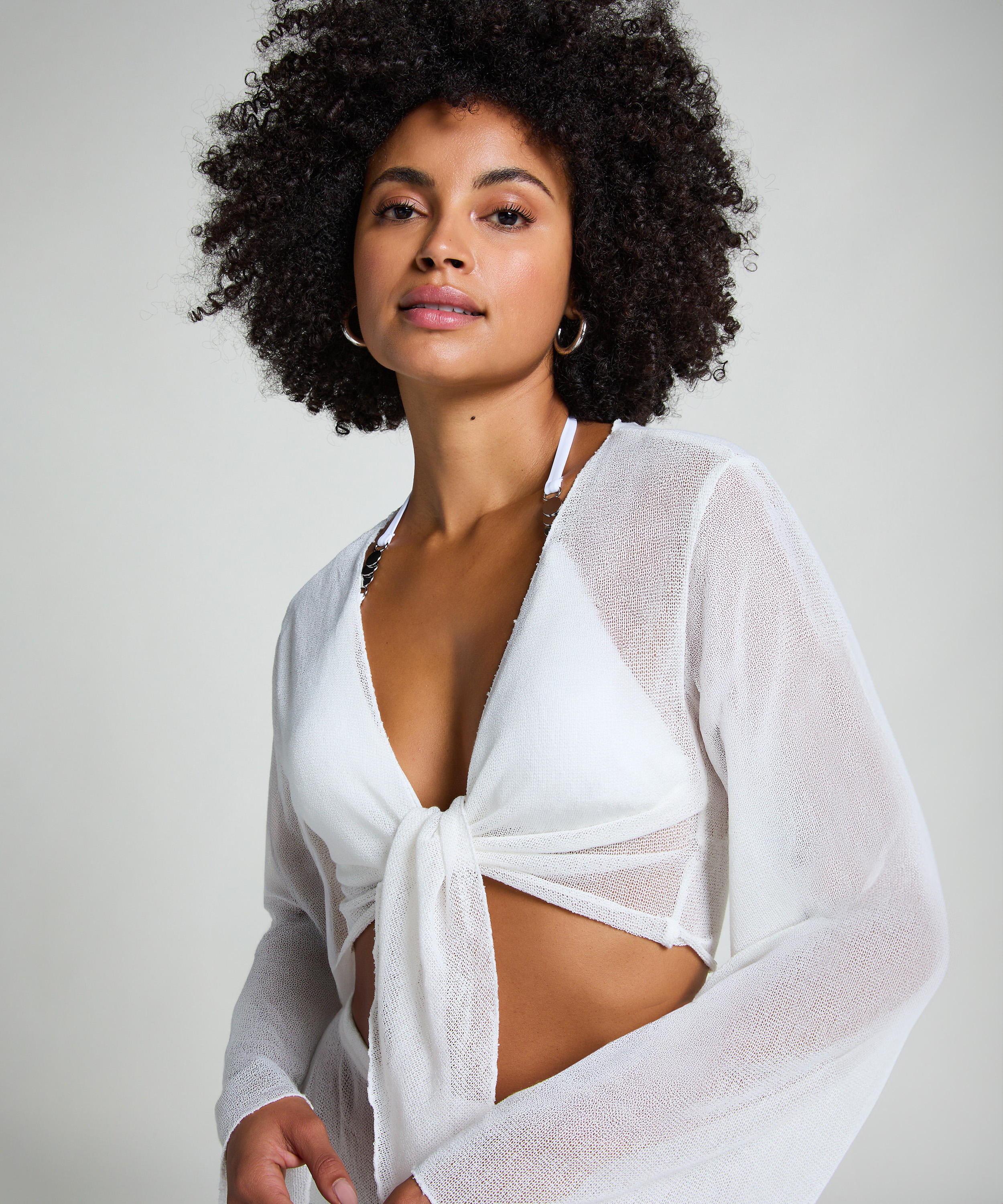 Strikket strandtop, Hvid, main