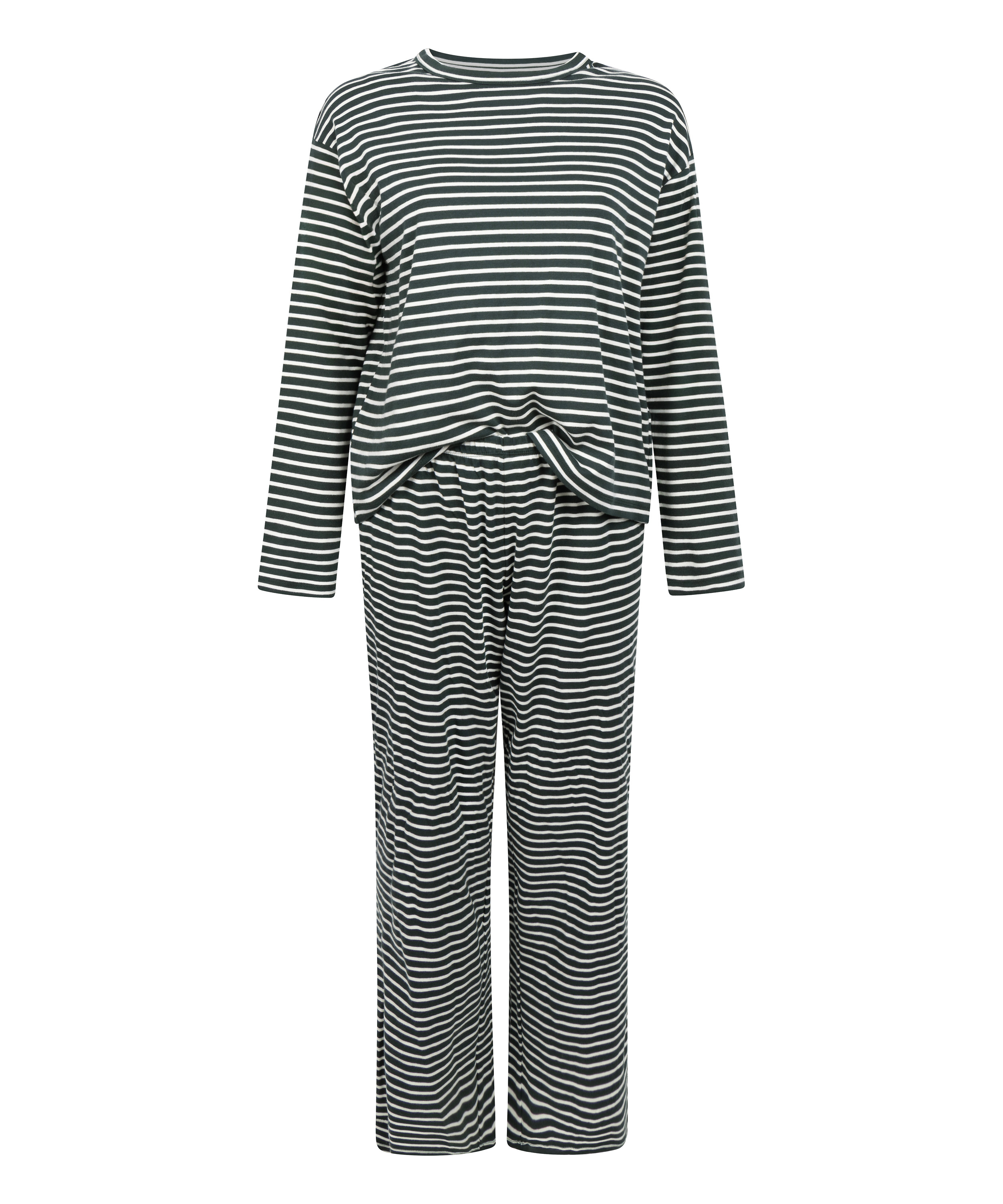 Pyjamas i bomuldsjersey, Grøn, main