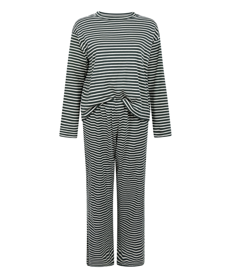 Pyjamas i bomuldsjersey, Grøn
