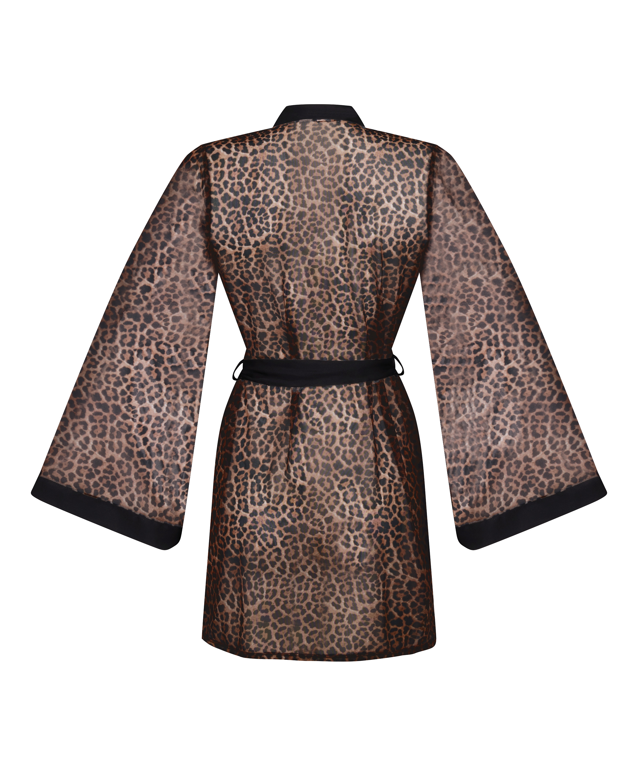 Kimono i leopardprintet mesh, Sort, main