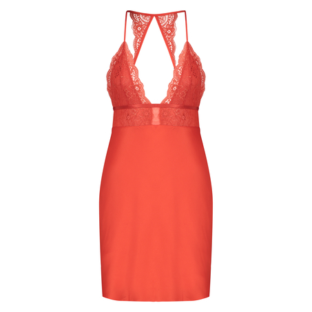 Natkjole Satin Lace, Rød
