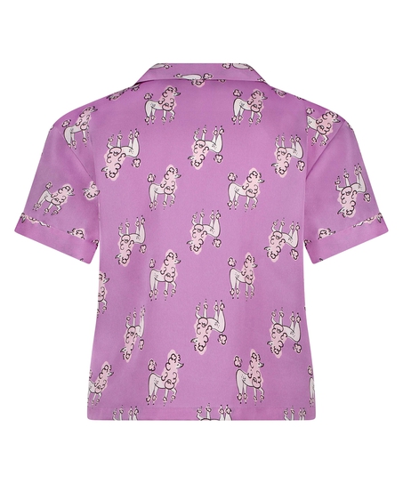 Kort&aelig;rmet satinjakke, Lilla