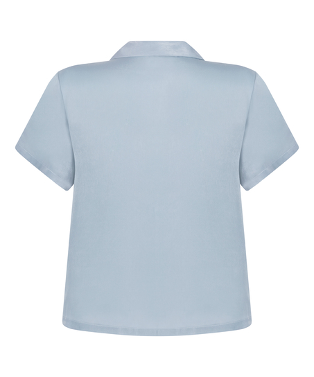 Kort&aelig;rmet satinjakke, Bl&aring;