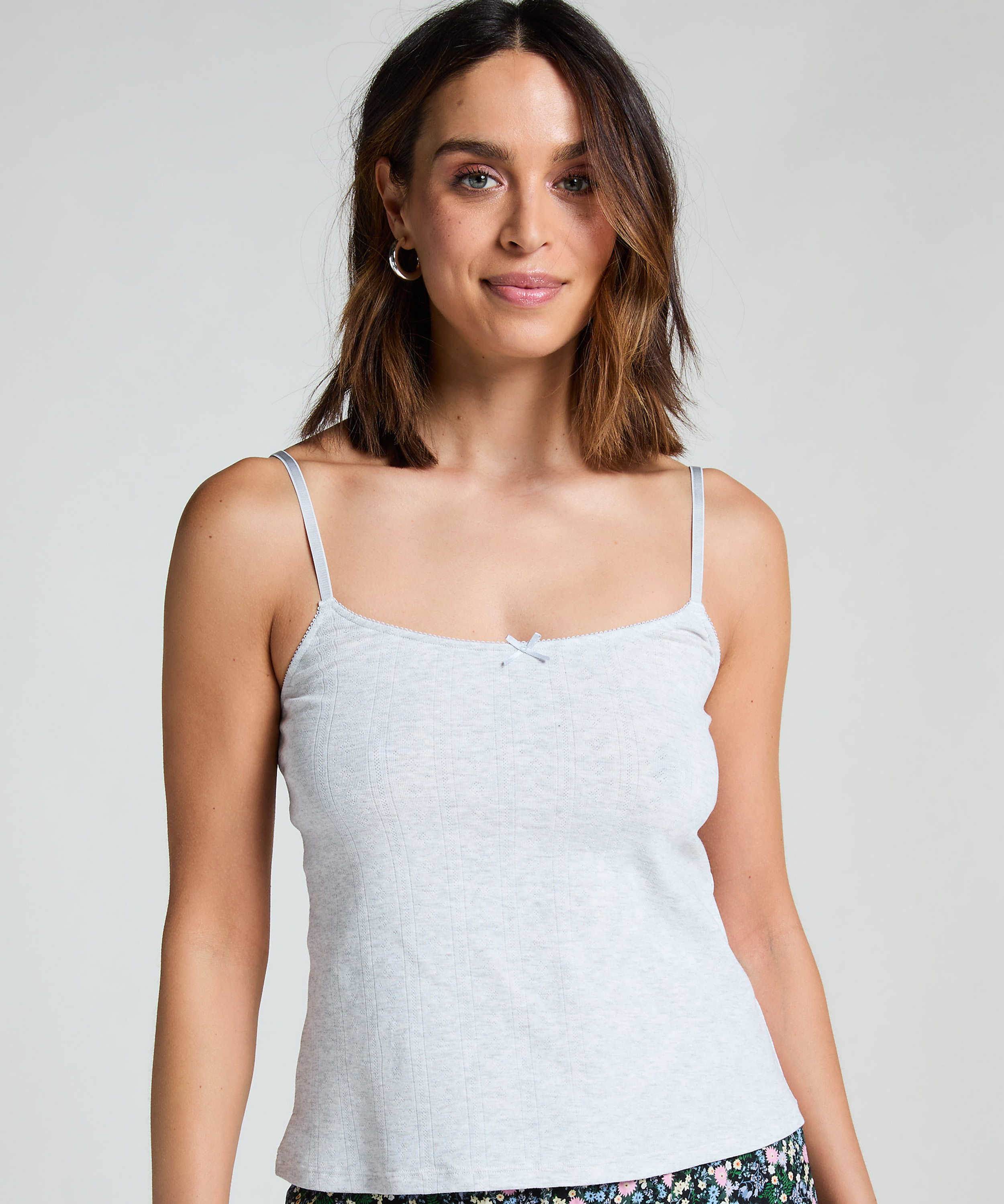 Pointelle pyjamastop, Grå, main